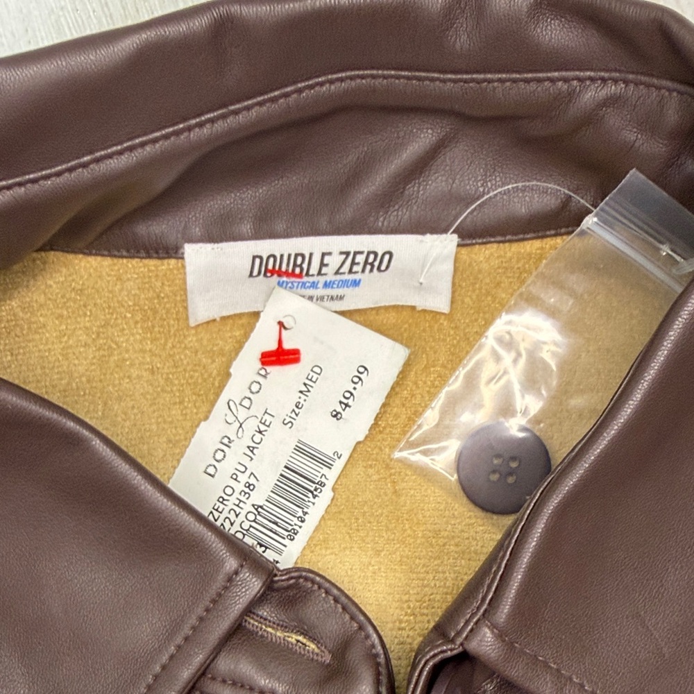 Double Zero Brown Leather Jacket NWT - image 5